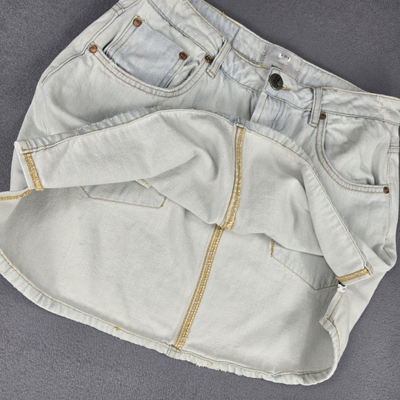 One Teaspoon Skirt Womens 32 Light Wash 2020 Mini Denim Jean Button Fly Distress - Picture 9 of 11